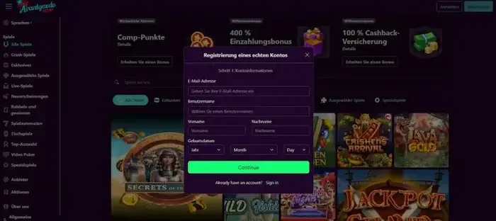 Avantgarde Casino — Dentro Avantgarde Casino: screenshot 2